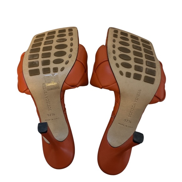 BOTTEGA VENETA Orange Intrecciato Lido Heeled Sandals - Picture 3 of 3